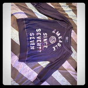 American Eagle Navy Blue Quarter Sleeve Shirt